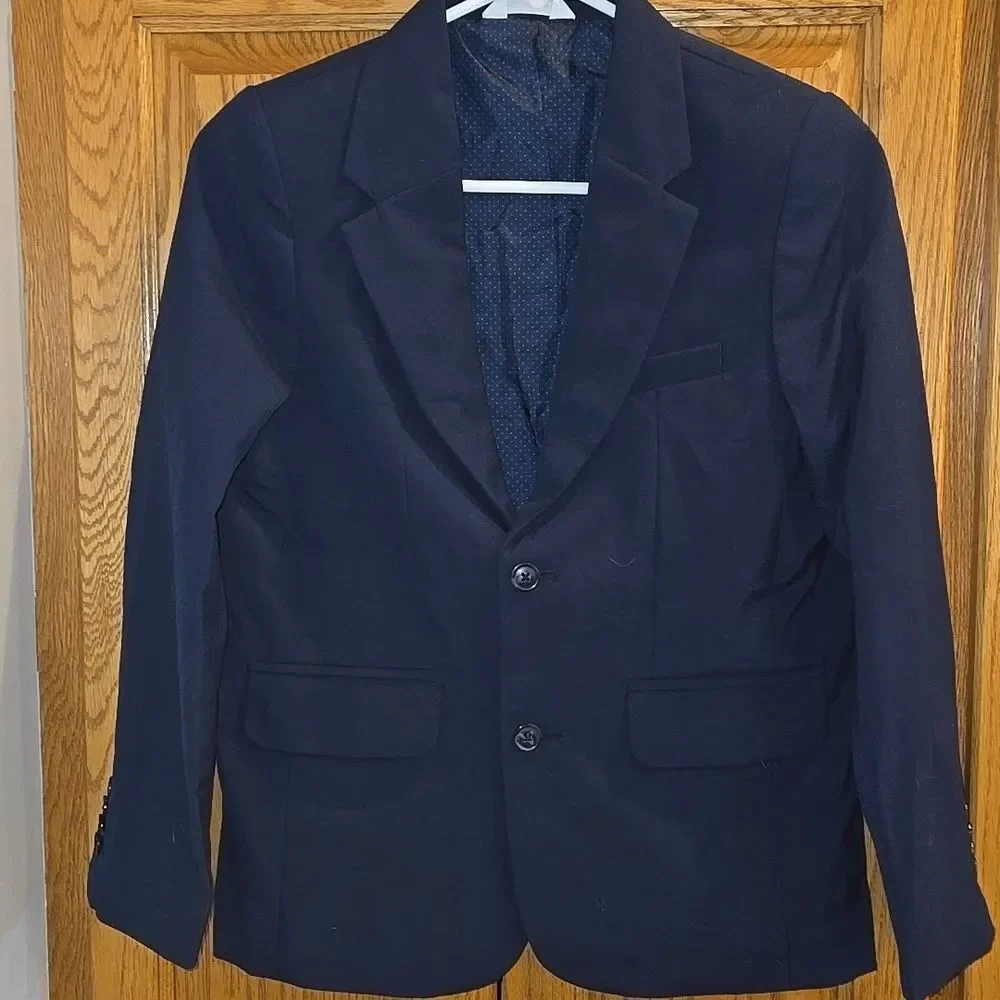 Boys Suit Jacket Cat & Jack Navy Blue Size 16 2 Button Coat